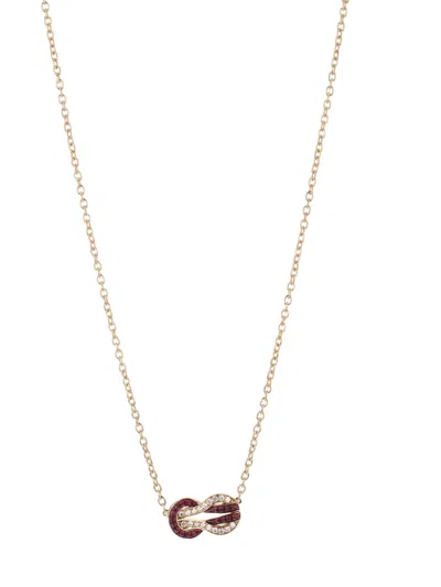 Pre-owned Fred 2020's Chance Infinie Diamond Ruby Pink Gold Necklace