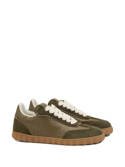 Ami Alexandre Mattiussi Step Perforated-logo Leather Sneakers In Brown