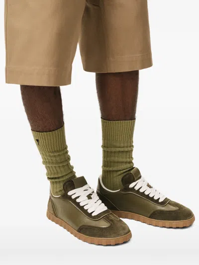 Ami Alexandre Mattiussi Step Perforated-logo Leather Sneakers In Brown