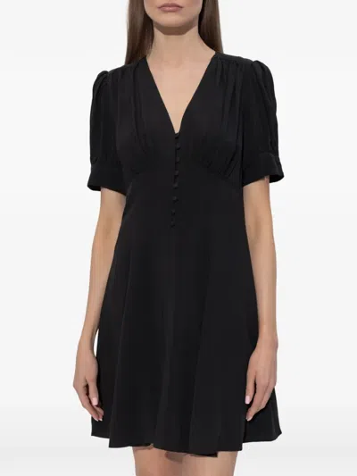 Kate Spade V-neck Button Mini Dress In Black