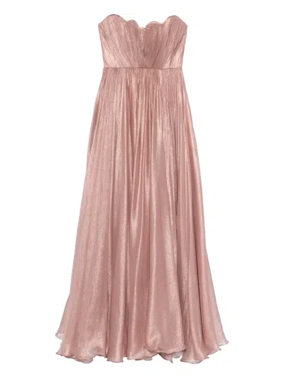 M.marquise Camelia Strapless Pleated Maxi Dress In Pink