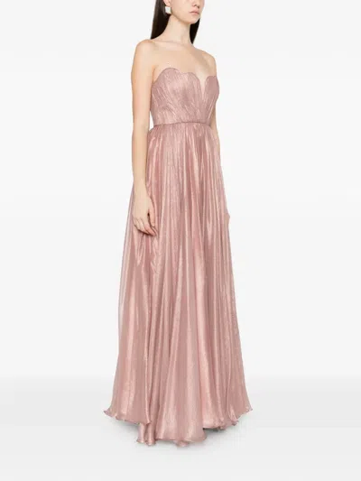 M.marquise Camelia Strapless Pleated Maxi Dress In Pink