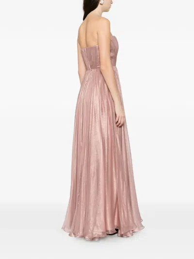 M.marquise Camelia Strapless Pleated Maxi Dress In Pink