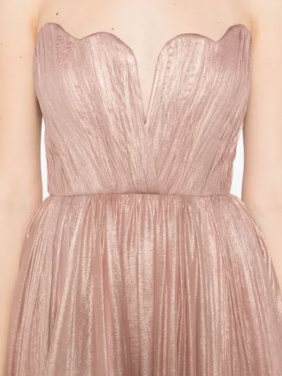 M.marquise Camelia Strapless Pleated Maxi Dress In Pink