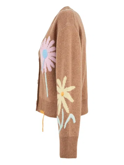 Mira Mikati Floral-intarsia Cardigan In Blue