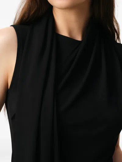 Ami Alexandre Mattiussi Sleeveless Top Asymmetric Hem Draped Detail In Black