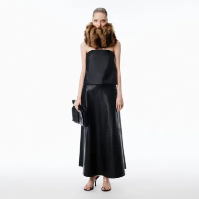 Alexander Wang Midi Circle Skirt Leather In Black