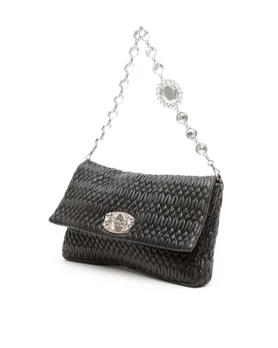 Miu Miu Large Crystal Cloqué Shoulder Bag In Black