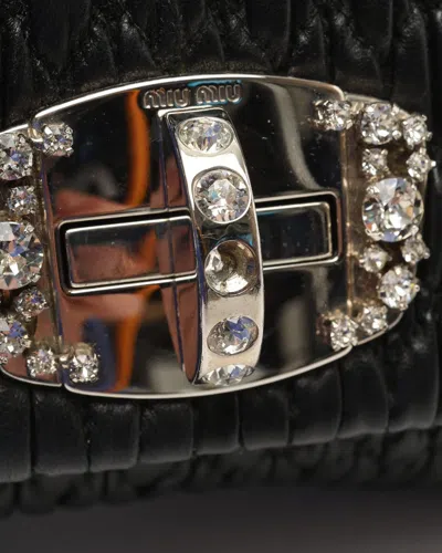 Miu Miu Large Crystal Cloqué Shoulder Bag In Black