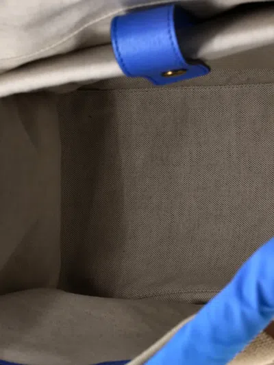 Pre-owned Gucci Multi-compartment Convertible Jumbo Gg Canvas And Leather Medium Backpack In Blue