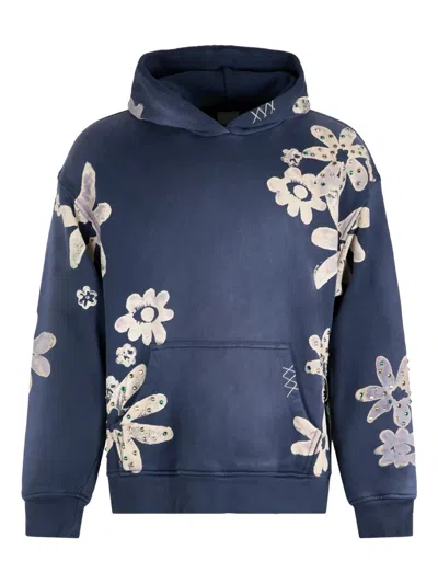 Alchemist Floral-pattern Embellished Hoodie In Blue