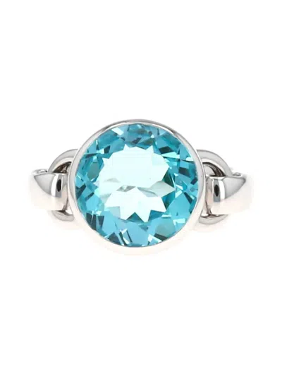 Pre-owned Poiray Indrani Topaz Half-articulated Ring In Silver