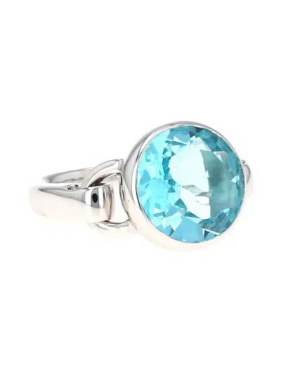 Pre-owned Poiray Indrani Topaz Half-articulated Ring In Silver