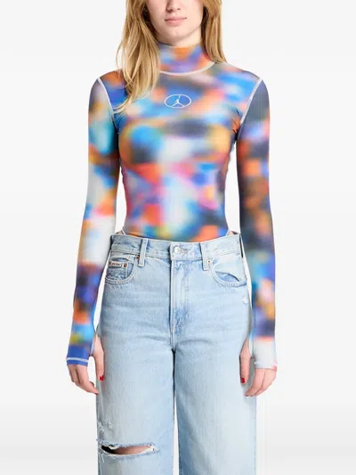 Jordan Printed Long-sleeve Bodysuit In Blue