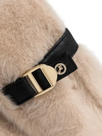 Joseph Ribkoff Buckle Faux-fur Gloves In Neutral