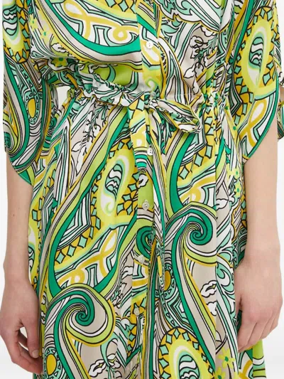 Joseph Ribkoff Paisley Tie-waist Midi Dress In Green