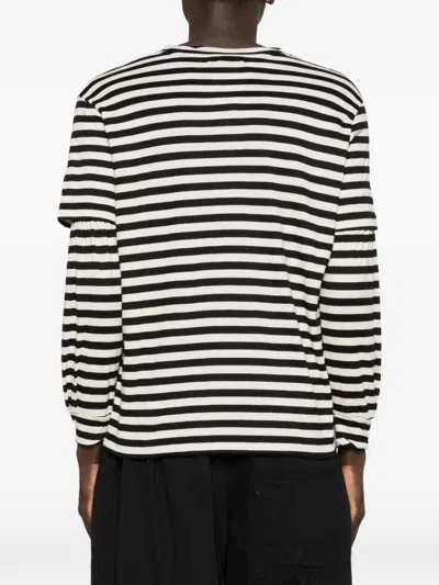 Open Yy Layered Striped T-shirt In Black