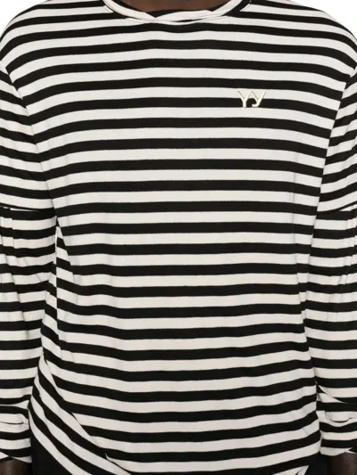 Open Yy Layered Striped T-shirt In Black