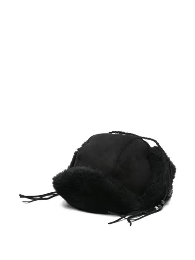 Open Yy Faux-fur Ear-flap Trapper Hat In Black