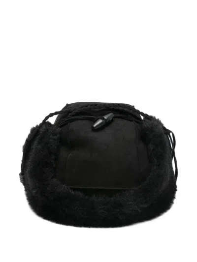 Open Yy Faux-fur Ear-flap Trapper Hat In Black