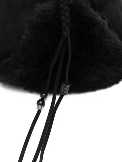 Open Yy Faux-fur Ear-flap Trapper Hat In Black