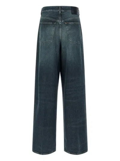 Haikure Candy Denim Trousers Pleated Front Belt Loops In Blue