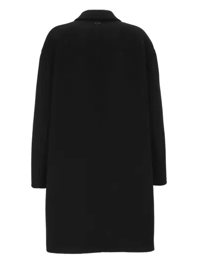 Agnona Buttoned Coat In Black