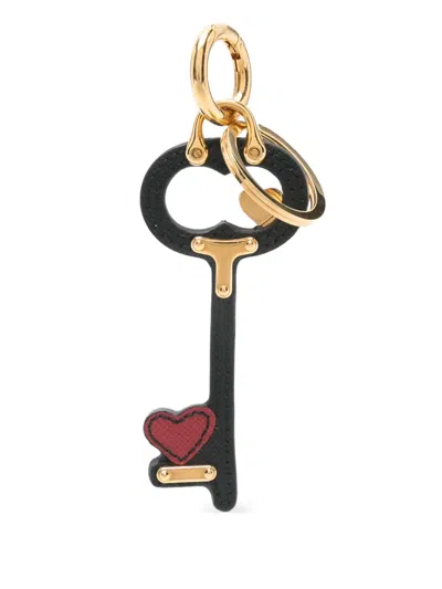 Prada Heart-motif Keyring In Black