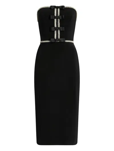Jenny Packham Odette Bow-embellished Beaded Midi Dress In Black