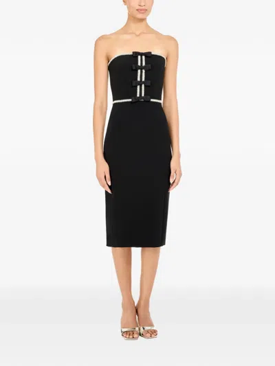 Jenny Packham Odette Bow-embellished Beaded Midi Dress In Black