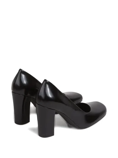 The Row Penelope Rounded Calf Leather Heel Shoes In Black