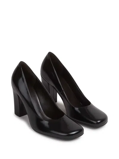 The Row Penelope Rounded Calf Leather Heel Shoes In Black