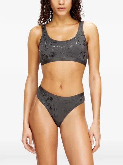 Diesel Oriba-gft Logo Bra In Gray