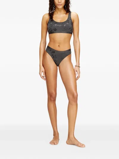 Diesel Oriba-gft Logo Bra In Gray