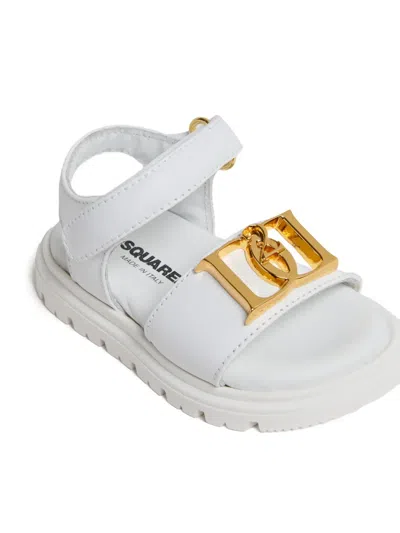 Dsquared2 D2 Statement Leather Platform Sandals In White