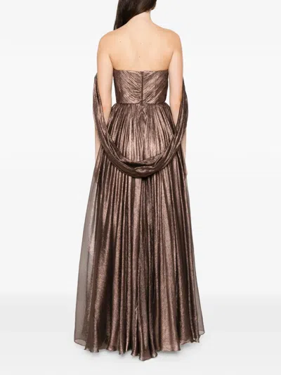 M.marquise Silvana Off-shoulder Maxi Dress In Brown