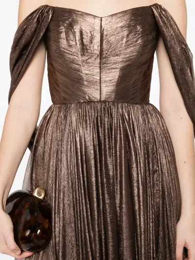 M.marquise Silvana Off-shoulder Maxi Dress In Brown