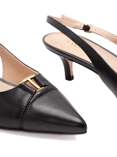 Twinset Buckle Kitten Heel Pumps In Black