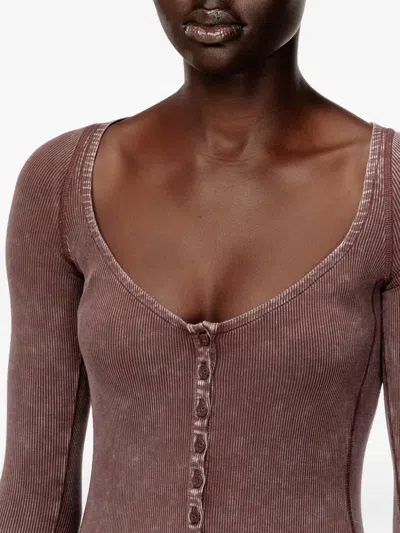 Diesel Midi Dress In Faded Ribbed Jersey In Pink