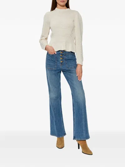 Ulla Johnson Lou Button Fly High-waisted Flared Jeans In Blue