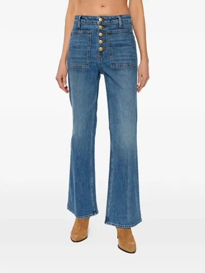 Ulla Johnson Lou Button Fly High-waisted Flared Jeans In Blue