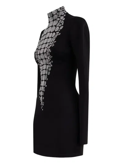 David Koma Croc-effect Mini Dress In Black