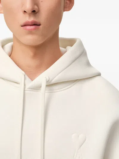Ami Alexandre Mattiussi White Cotton Embossed Ami De Coeur Hoodie White In Neutral