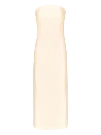 Loulou De Saison Giulia Striped Bustier Midi Dress In Neutral