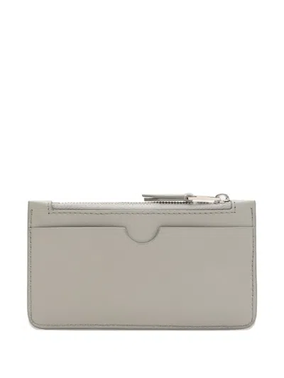 Ami Alexandre Mattiussi Zipped Coeur Leather Cardholder In Gray