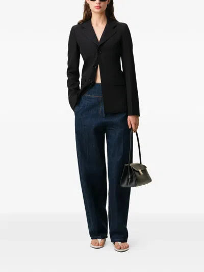 Ami Alexandre Mattiussi Black New Wool Single Breasted Fitted Jacket Black In Black