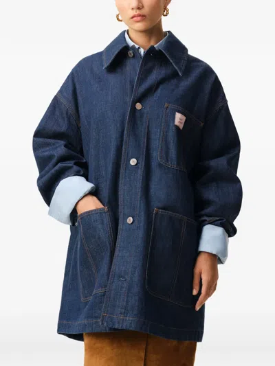 Ami Alexandre Mattiussi Blue Cotton Ami Paris Heritage Label Worker Jacket Blue In Blue