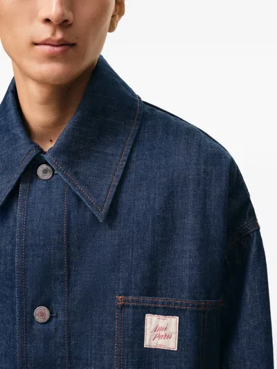 Ami Alexandre Mattiussi Blue Cotton Ami Paris Heritage Label Worker Jacket Blue In Blue