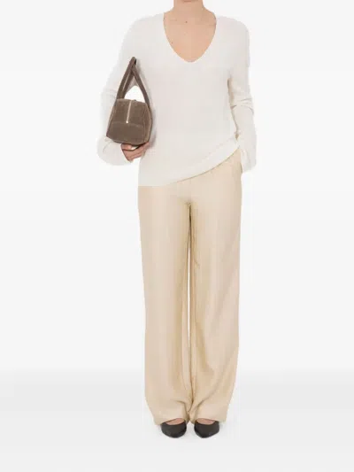 Loulou De Saison V-neck Long-sleeve Sweater In Neutral
