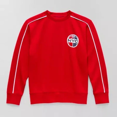 Xersion Double Knit Fleece Boys Crew Neck Long Sleeve Sweatshirt In Red